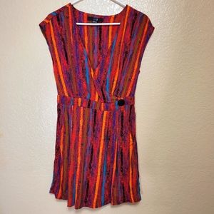 Forever 21 Women Multicolor Stripes mini Wrap Dress Size M